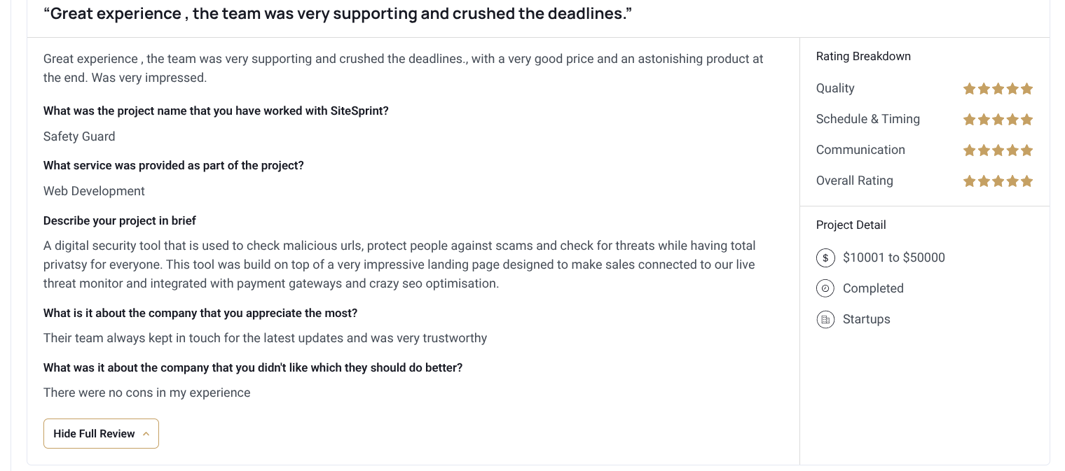 Customer review screenshot